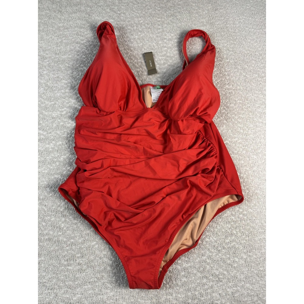 J Crew Swimsuit Womens 22 Red One Piece Ruched‎ Tummy Control BC116 Bathing